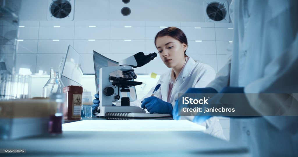 Laboritory Image Pathogen Multi Ethnic Laboratory Team Working With Pathogen Samples Using ...