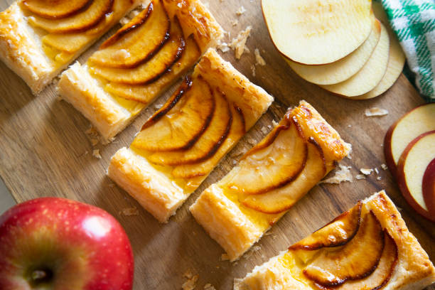 istock Puff pastry with apple and cream 1255931477