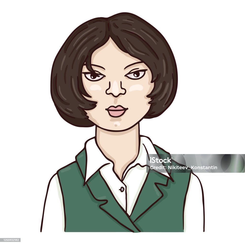 Vector Cartoon Character Young Woman With Short Hair Stock Illustration -  Download Image Now - iStock