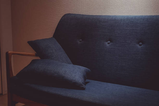 istock Stylish sofa that was illuminated by the lighting 1255934465