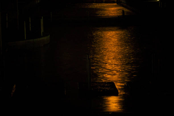 istock Full moon of the moonlight reflected on the water surface 1255934741