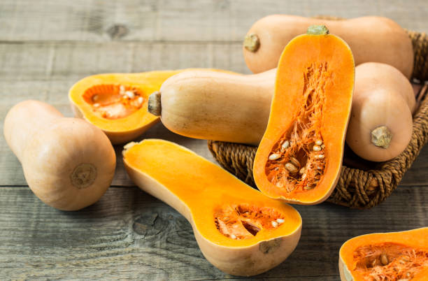istock Fresh butternut squash on the wooden table 1255935493