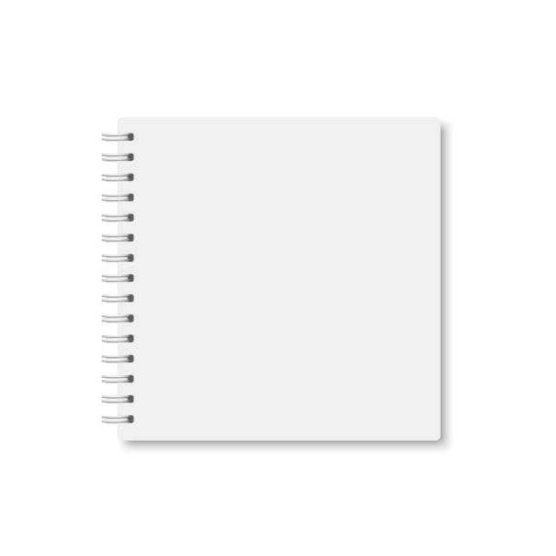 illustrations, cliparts, dessins animés et icônes de ordinateur portable a5 réaliste blanc fermé avec de l’ombre. - white background square close up office supply