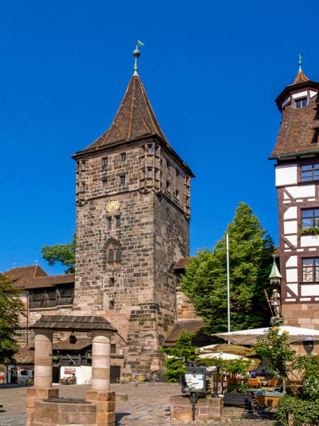 Nuremberg Imperial Castle Tiergaertnertor Tower and  Pilatushaus in Nuremberg, Middle Franconia, Bavaria, Germany, Europe, 24. May 2007 kaiserburg castle stock pictures, royalty-free photos & images