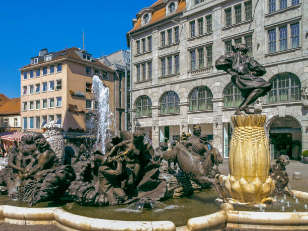 Nuremberg, Germany - Dec 09, 2019: Ship of Fools (Das Narrenschiff) Sculpture - Nuremberg, Bavaria, Germany