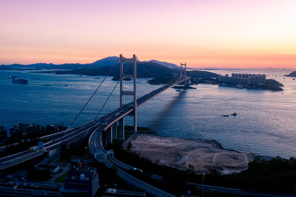 istock Hong Kong Tsing Ma Bridge in Sunset 1255939862
