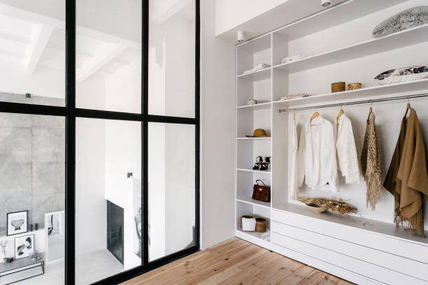 istock White and large wardrobe closet in dressing room 1255939882