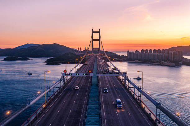 istock Hong Kong Tsing Ma Bridge in Sunset 1255939896