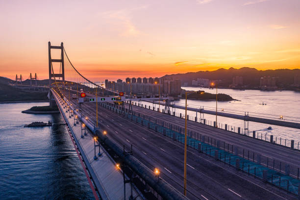 istock Hong Kong Tsing Ma Bridge in Sunset 1255939898