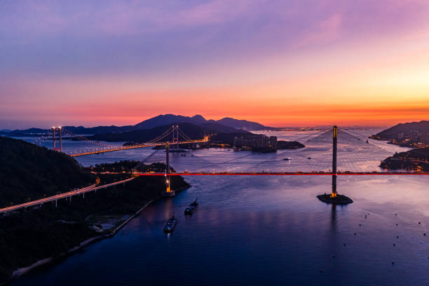 istock Hong Kong Ting Kau Bridge in Sunset 1255939956