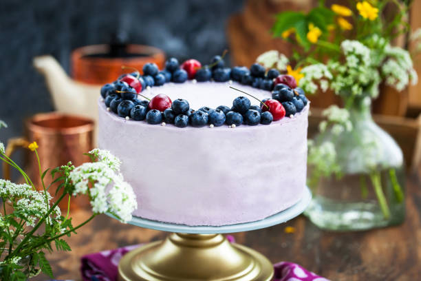 istock Homemade delicious blueberry cake 1255941795