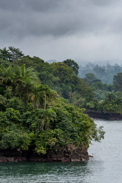 The unique coast and jungle of Equatorial Guinea in Central Africa with an aerial view