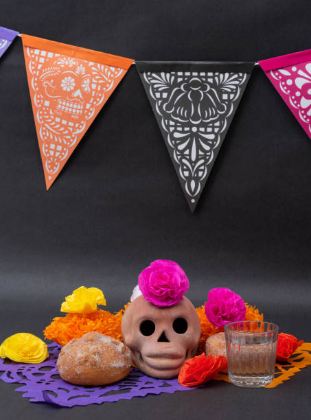 istock Mexican Day of the dead altar on black background 1255946963