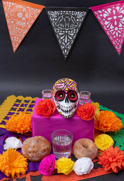 istock Mexican Day of the dead altar on black background 1255947009