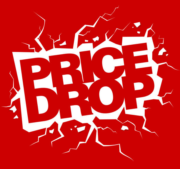 ilustrações de stock, clip art, desenhos animados e ícones de price drop vector banner, lettering design - price drop