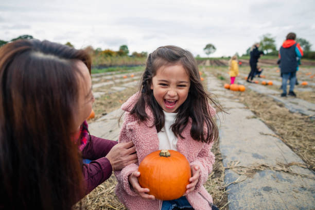 halloween jest najlepszy! - pumpkin child little girls pumpkin patch zdjęcia i obrazy z banku zdjęć