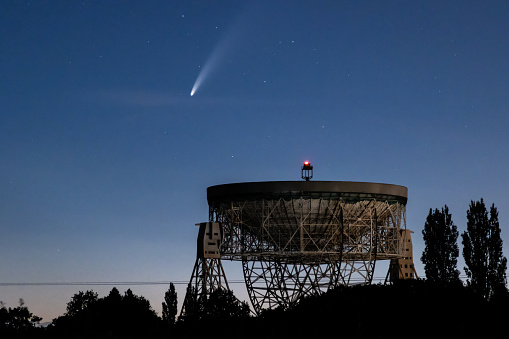 Jodrell Bank Radio Telescope and Comet C/2020 F3 (NEOWISE)