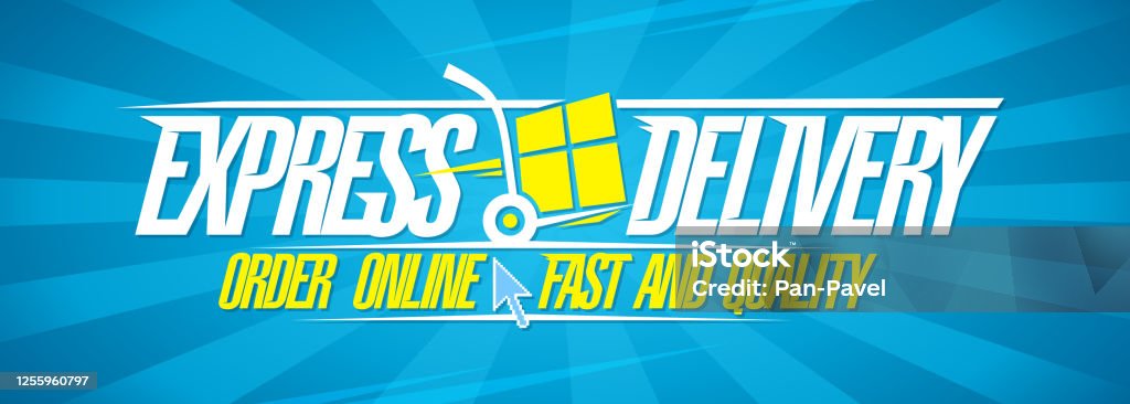 Express Service Banner Express Delivery Banner Design Stock Illustration - Download Image Now ...