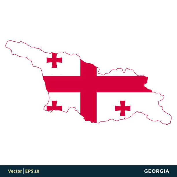 Vector illustration of Georgia - Europe Countries Map and Flag Vector Icon Template Illustration Design. Vector EPS 10.