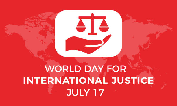 Vector illustration of International Justice Day observed on July 17th every year Vector illustration of International Justice Day observed on July 17th every year lawyer backgrounds stock illustrations