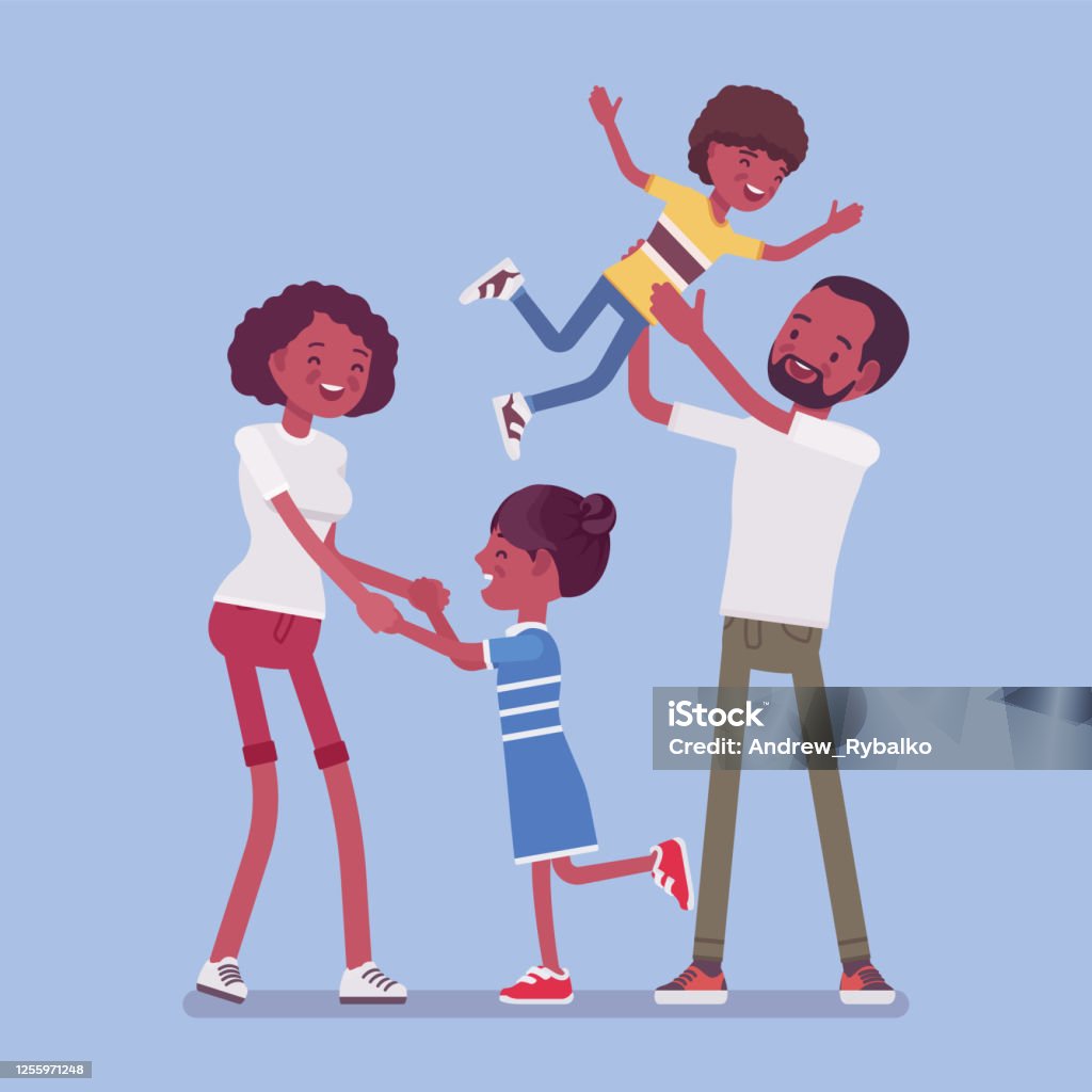 Happy Black Family Enjoy Life Stock Illustration - Download Image Now -  Parent, Adult, African Ethnicity - iStock