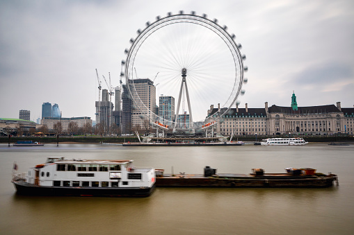 London, Uk - Circa October 2022: The London Eye ferris wheel on the South Bank of River Thames aka Millennium Wheel
