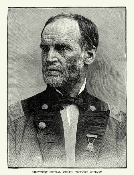 ilustrações, clipart, desenhos animados e ícones de vintage general james shields civil war gravura - civil war general engraving men