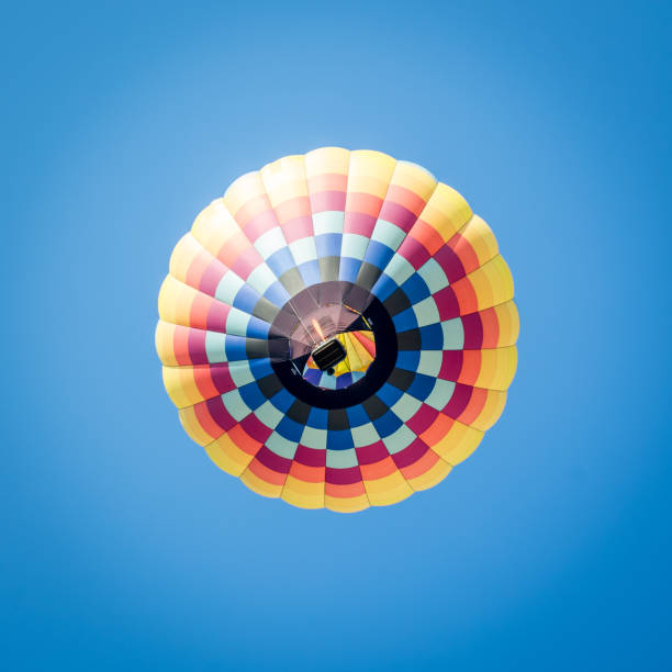 istock Looking Directly Up at Hot Air Balloon in a Blue Sky 1255980699
