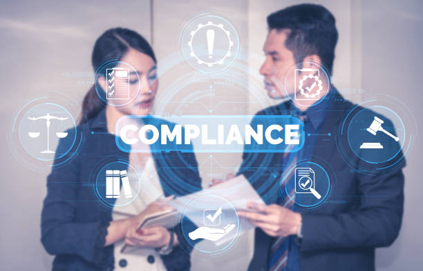 istock Compliance rule law and regulation graphic interface for business quality policy 1255987236