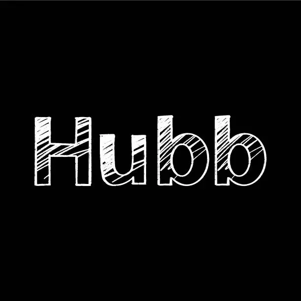 Vector illustration of Hubb brush paint hand drawn lettering on black background. Love in arabian language design templates for greeting cards, overlays, posters