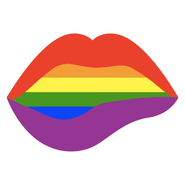 illustrazioni stock, clip art, cartoni animati e icone di tendenza di labbra color arcobaleno. bandiera della comunità lgbtq + sulle labbra. illustrazione vettoriale per stiker, spillo, biglietto d'auguri, poster, patch, stampa t-shirt. icona lgbtq+ vettoriale isolata sullo sfondo di wight - homosexual human lips lesbian rainbow