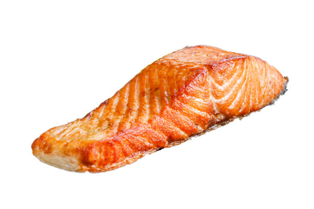istock salmon barbecue grill fried Menu concept serving size. food background top view copy space for text keto or paleo pescatarian diet 1255992847