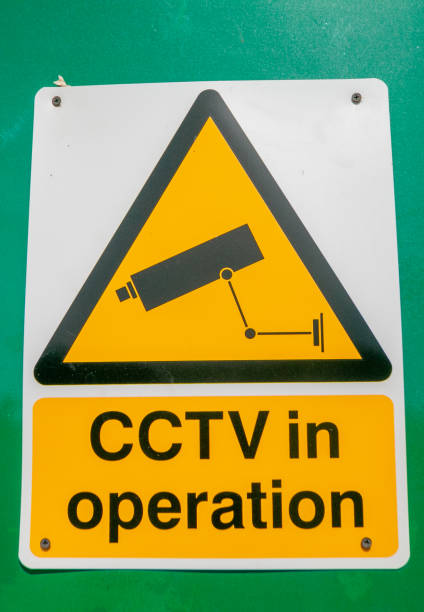 CCTV in Operation Sign in Pembury, England CCTV in Operation Sign in Pembury near Royal Tunbridge Wells, England surveillance camera sign stock pictures, royalty-free photos & images
