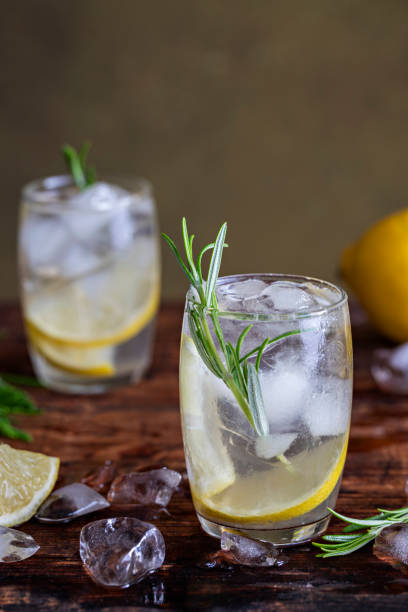 istock Lemon drink cocktail with rosemary and ice. 1255994297