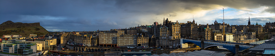 Stitched aerial panorama of Edinburgh.
