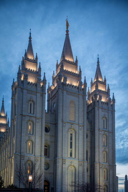 istock Salt Lake Mormon Temple at Sunset 1256000305