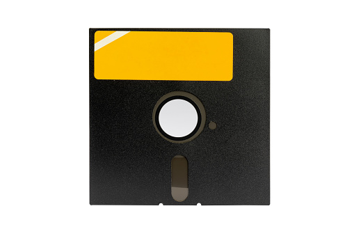 Old retro floppy disks 5.25 on a white background, retro style