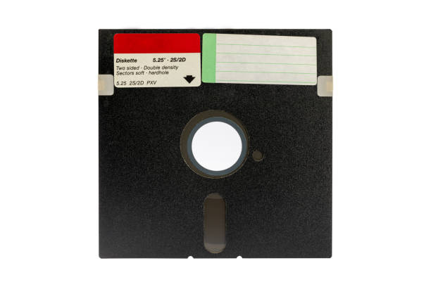 istock Old retro floppy disks 5.25 on a white background 1256002049