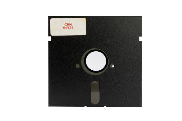 istock Old retro floppy disks 5.25 on a white background 1256002086