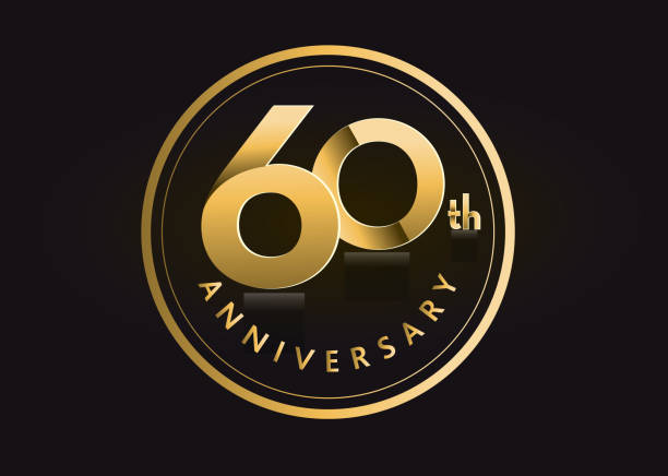 ilustrações, clipart, desenhos animados e ícones de designs de rótulos de celebração do 60º aniversário de ouro - 60th anniversary