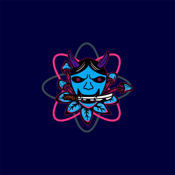 istock mask flowers elements with sacred geometric shapes,suitable for the design of t-shirts, posters, cellphone casings etc. 1256010814