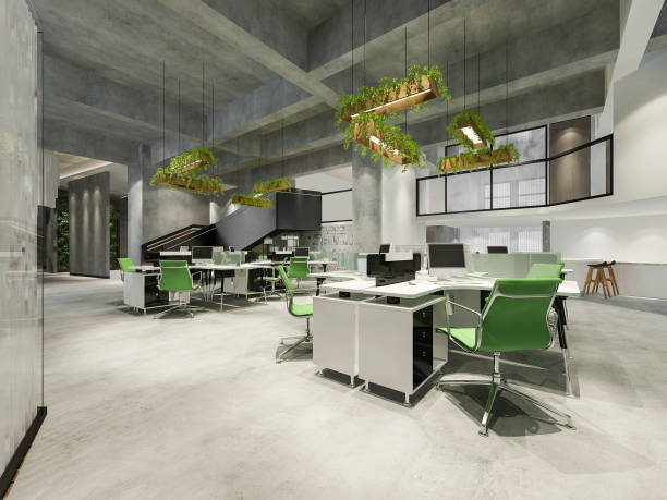 istock 3d rendering business meeting and green working room on office building 1256011020