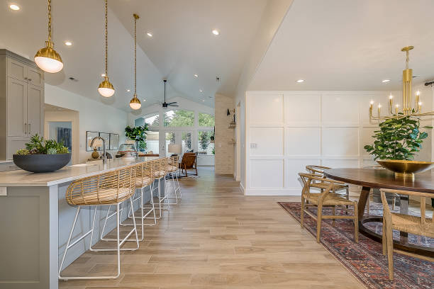 istock Stunning relaxed feel to this open concept kitchen and home layout 1256014387