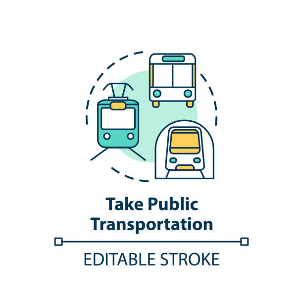 skorzystaj z ikony koncepcji transportu publicznego - tram service stock illustrations