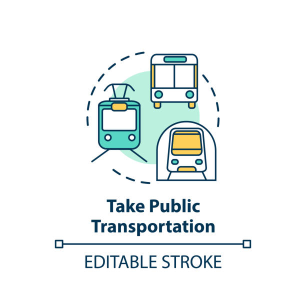 ilustrações de stock, clip art, desenhos animados e ícones de take public transportation concept icon - public transportation route