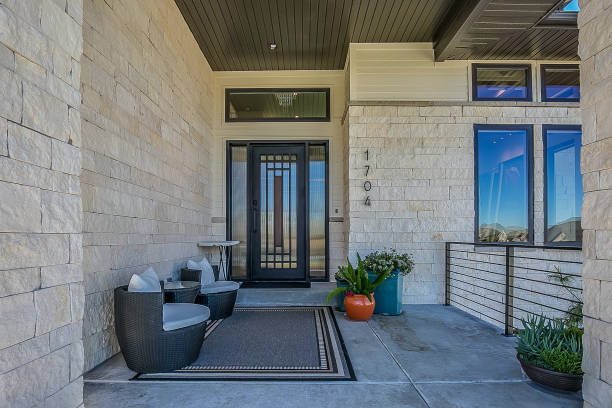 istock Ample space on this front porch of new home 1256017240