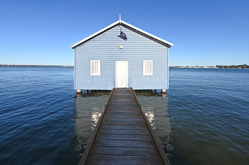 Landscape view of the Blue Boat House in Perth Western Australia