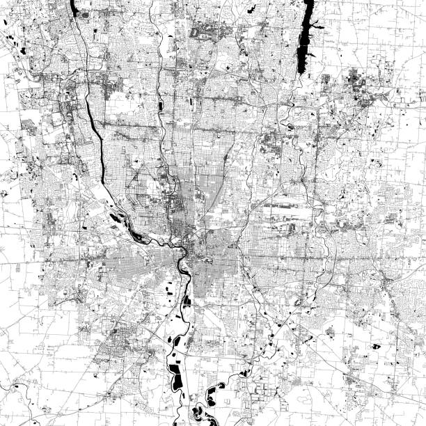 columbus, ohio vector mapa - ohio map county cartography stock illustrations