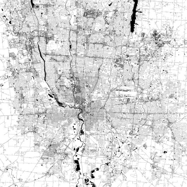 Columbus, Ohio Vector Map Topographic / Road map of Columbus, OH, USA. Original map data is open data via © OpenStreetMap contributors ohio ohio statehouse columbus state capitol building stock illustrations