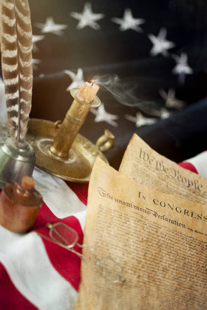 istock Betsy Ross American Flag, Declaration of Independence and US Constitution 1256027791